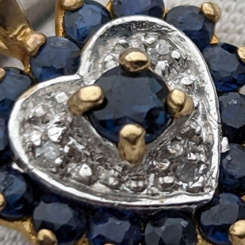 英國復古珠寶 K9 金和藍寶石心形吊墜項鍊