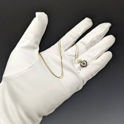 英國復古珠寶 K9 金和藍寶石心形吊墜項鍊