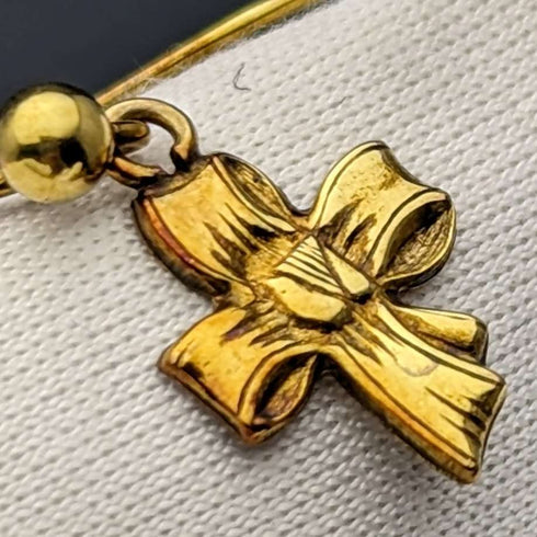 British Vintage Jewelry K9 Gold Ribbon Design Earrings