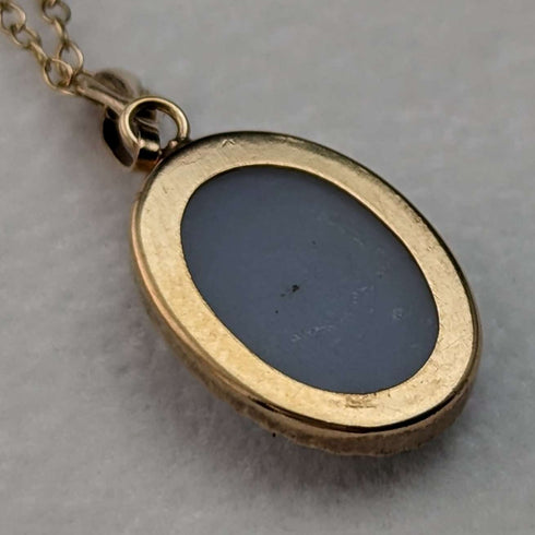 British Vintage Jewelry K9 Gold & Cameo Pendant Necklace Earrings Set