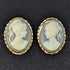 British Vintage Jewelry K9 Gold & Cameo Pendant Necklace Earrings Set