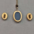 British Vintage Jewelry K9 Gold & Cameo Pendant Necklace Earrings Set