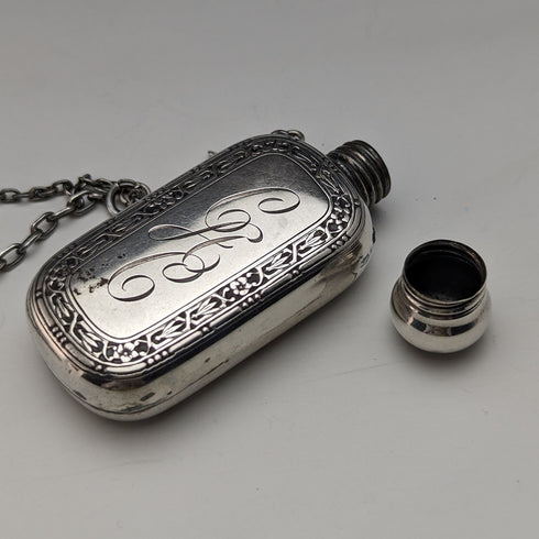 Late 19th Century American Antique Sterling Silver Chatelaine Bottle, Memo, Pencil