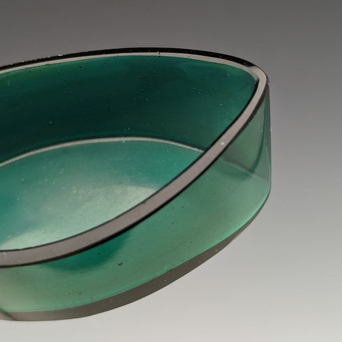 1904 British Antique Pure Silver & Green Glass Salt Dish & Spoon William Hair Haseler