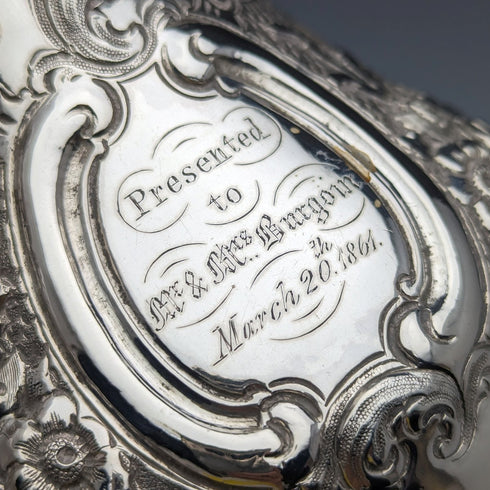 1860年 英国アンティーク 純銀製クリームジャグ 266g Robert Harper