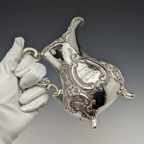 1860年 英国アンティーク 純銀製クリームジャグ 266g Robert Harper