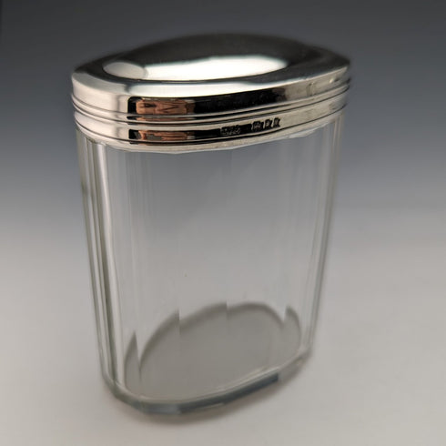 1924 年左右英國復古純銀帶蓋玻璃瓶 4 件套