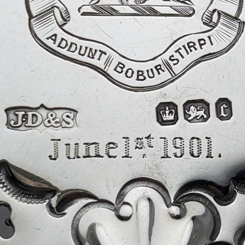 1895 British antique sterling silver shell dish with legs 238g James Dixon