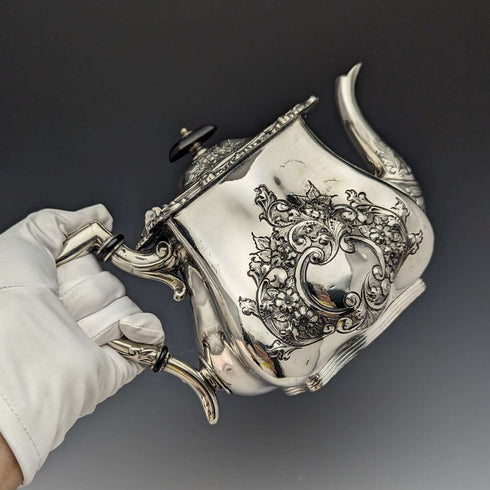1895 English Antique Silver Plated Teapot Lee & Henry Wigfull