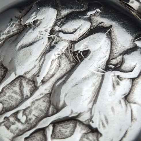 Around 1904 Antique Longines pocket watch with horse engraving silver side open face works well