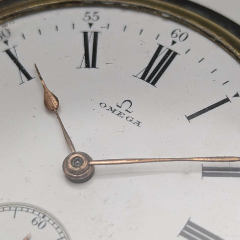 circa 1923 antique omega pocket watch gunmetal hunter case works well