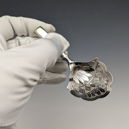 1873年 英国アンティーク 純銀製ティーキャディースプーン HILLIARD & THOMASON