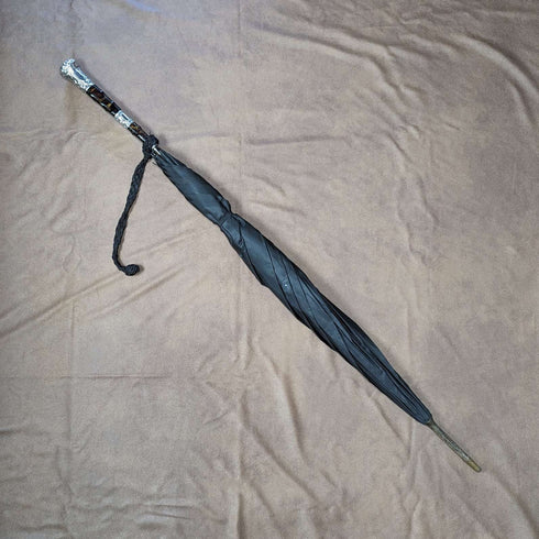 1905 British Antique Men's Umbrella Sterling Silver & Tortoiseshell Resin Handle 86cm S.FOX&Co.
