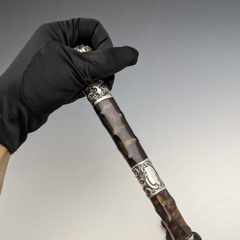 1905 年英國古董男士雨傘純銀和玳瑁樹脂手柄 86 厘米 S.FOX&Co.