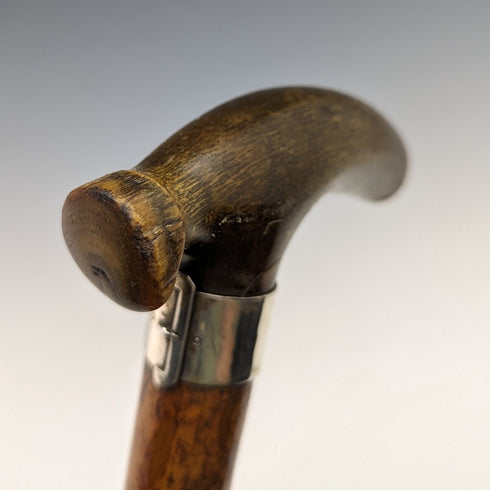 1895 年英國古董男士手杖輕便馬六甲藤製牛角手拿包手柄 81 厘米