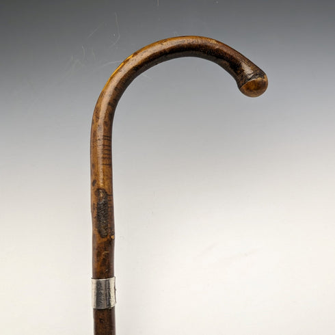 1919 年英國古董男士手杖純銀裝飾彎柄 88 厘米