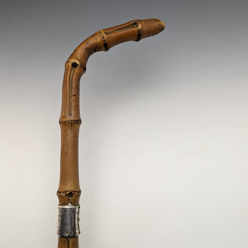 1897 年英國古董男士竹藤純銀裝飾 85 厘米