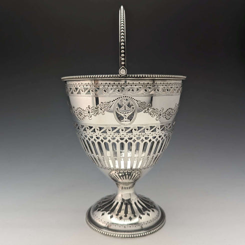 1782年 英国アンティーク ジョージアン 純銀製 シュガーバスケット 190g Robert Hennel
