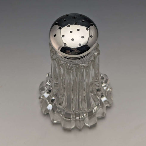 1906 British Antique Cut Glass Condiment Condiment Sterling Silver Lid WW Harrison