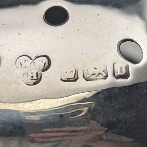 1906 年英國古董雕花玻璃調味品調味品純銀蓋子 WW Harrison