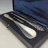 1903 British Antique Sterling Silver Handle Shoehorn Button Hook x2 Set Crisford & Norris