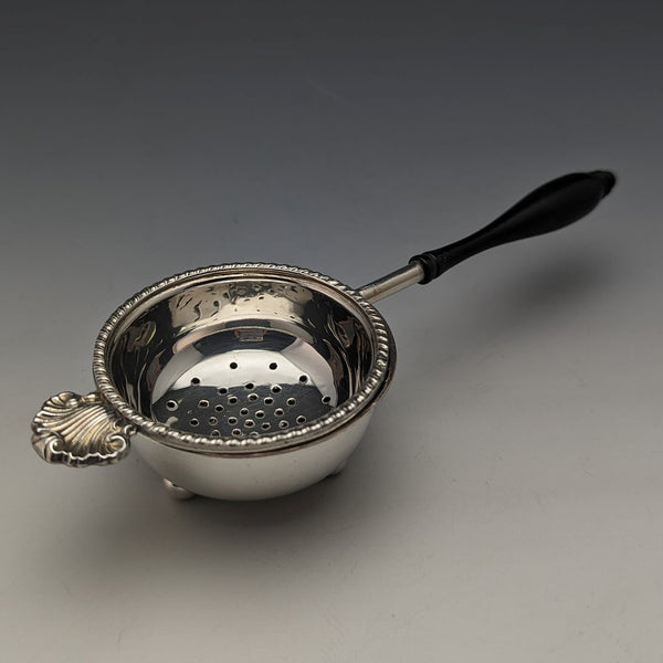 British Vintage Silver Plated Tea Strainer with Wooden Handle