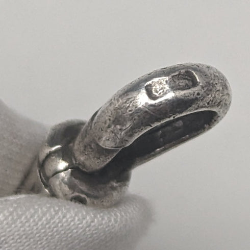 1890年頃 英国アンティーク 純銀製アルバートチェーン 25g 純銀コンパスフォブ