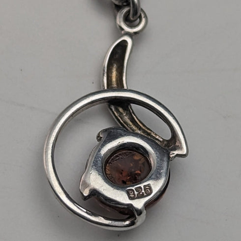 1910年頃 英国アンティーク 純銀製ダブルアルバートチェーン 37g 純銀&琥珀フォブ