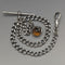 Circa 1925 British Antique Sterling Silver Albert Chain 25g Claw & Bowl Fob