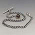 Circa 1925 British Antique Sterling Silver Albert Chain 25g Claw & Bowl Fob