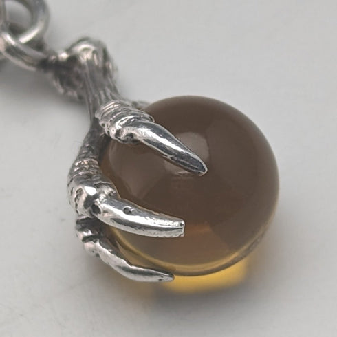 Circa 1925 British Antique Sterling Silver Albert Chain 25g Claw & Bowl Fob