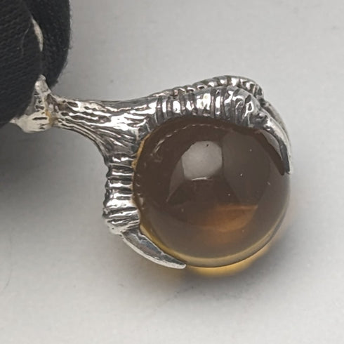 Circa 1925 British Antique Sterling Silver Albert Chain 25g Claw & Bowl Fob