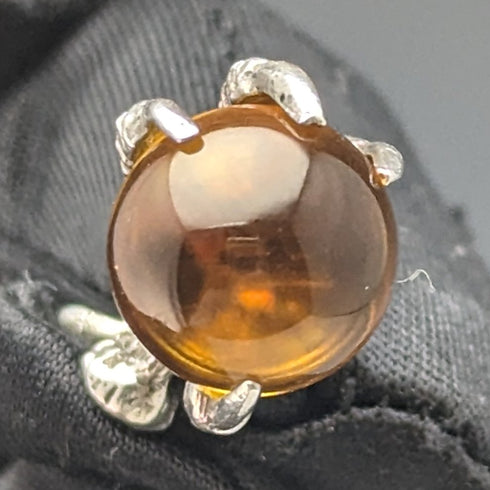 Circa 1925 British Antique Sterling Silver Albert Chain 25g Claw & Bowl Fob