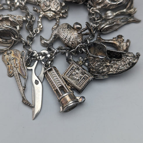 英国ヴィンテージ シルバー チャームブレスレット 100g