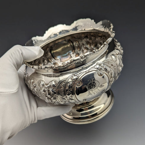 1900 British Antique Sterling Silver Rose Bowl 367g Fattorini & Sons