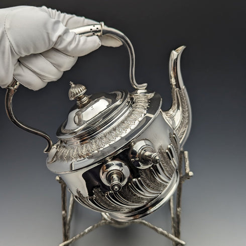 1900年頃 英国アンティーク シルバープレート製 ケトル&バーナースタンドセット Walker & Hall