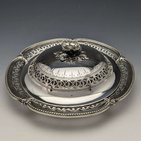 1866 British Antique Sterling Silver Butter Dish with Lid 300g Henry Wilkinson