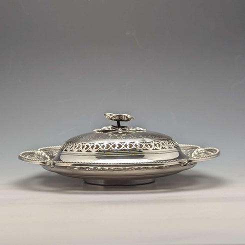 1866 British Antique Sterling Silver Butter Dish with Lid 300g Henry Wilkinson