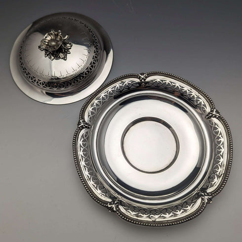 1866 British Antique Sterling Silver Butter Dish with Lid 300g Henry Wilkinson