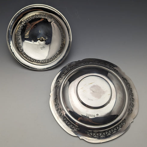 1866年代 英国アンティーク 純銀製 蓋付きバターディッシュ 300g Henry Wilkinson