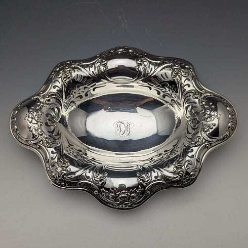 Circa 1895 American Antique Sterling Silver Stem Dish 215g Gorham
