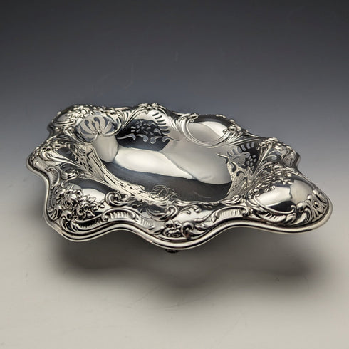 Circa 1895 American Antique Sterling Silver Stem Dish 215g Gorham