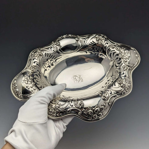 Circa 1895 American Antique Sterling Silver Stem Dish 215g Gorham
