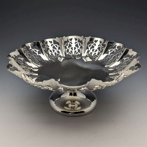1933年 英国ヴィンテージ 純銀製 コンポート/タッツァ 428g 直径24cm Viners