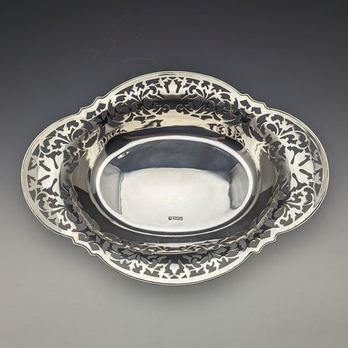 1912 British Antique Sterling Silver Dish Basket 470g Fenton Brothers