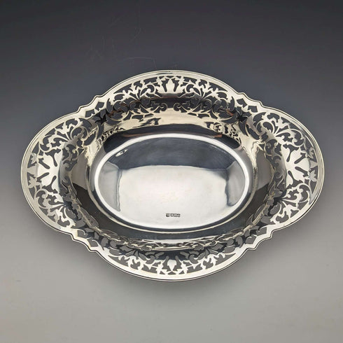 1912年 英国アンティーク 純銀製 ディッシュバスケット 470g Fenton Brothers