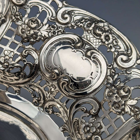 1900年頃 ドイツアンティーク 800シルバー製 ピアスディッシュ 412g