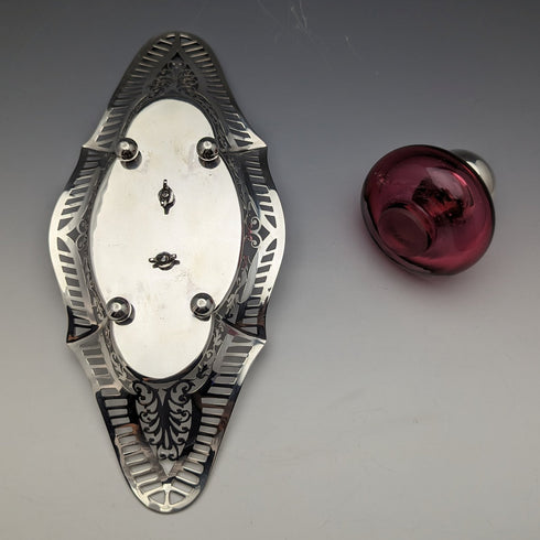 1896 年英國古董純銀墨水瓶和碟子套裝 Sibray,霍爾