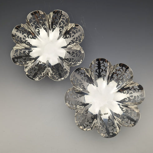 1933年 英国ヴィンテージ 純銀製 コンポート/タッツァ ペア 計335g Viners