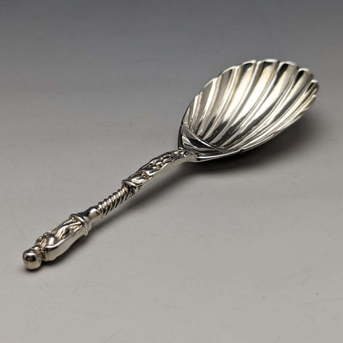 1875 British Antique Sterling Silver Tea Caddy Spoon & Tongs HENRY LIAS in Case